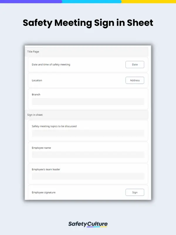 Safety Meeting Sign in Sheet
