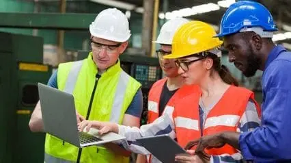 employees discussing about workplace safety