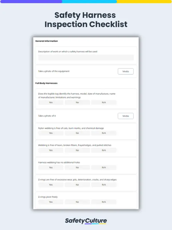 Safety Harness Inspection Checklist