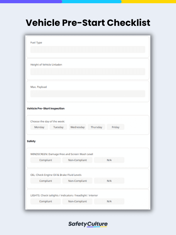 Vehicle Pre Start Checklist