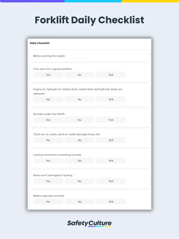forklift daily checklist