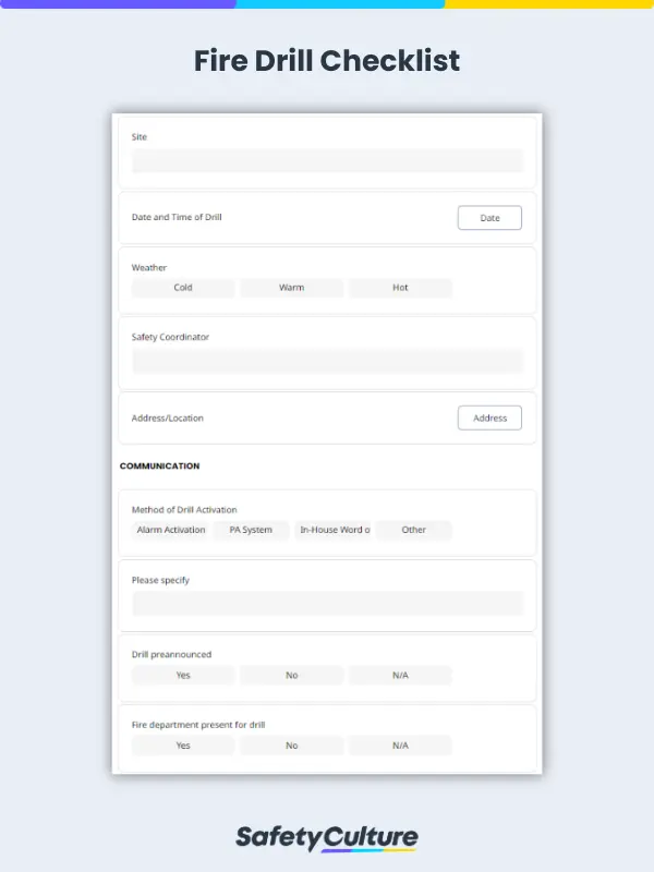 Fire Drill Checklist