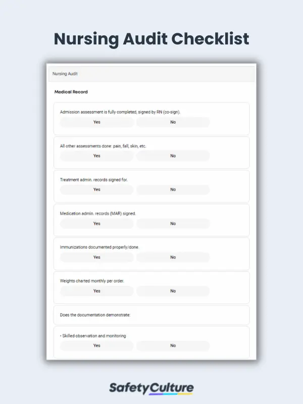 Nursing Audit Checklist