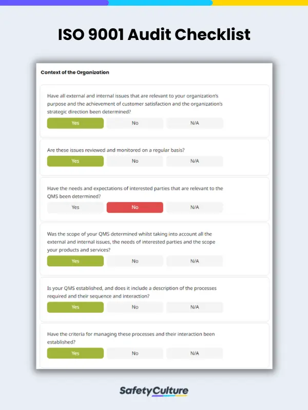 ISO 9001 Audit Checklist