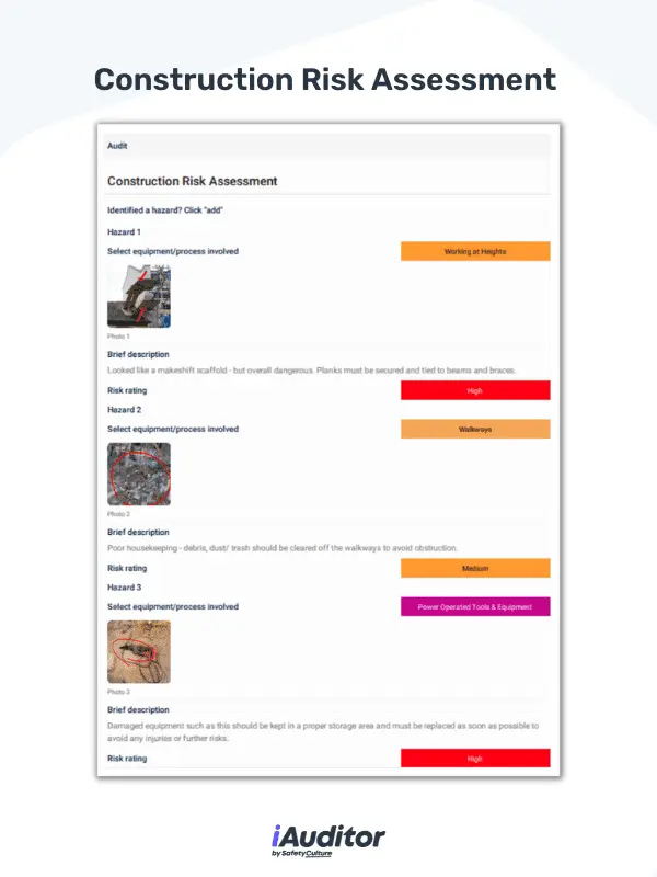 construction risk assessment example