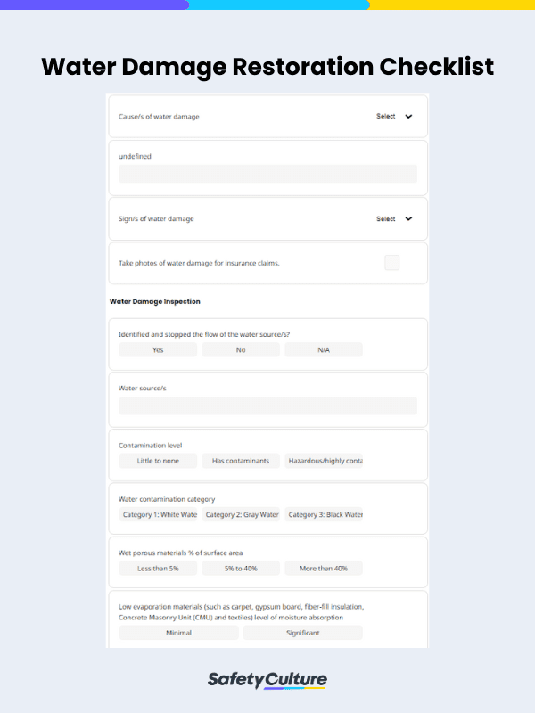 Water Damage Restoration Checklist