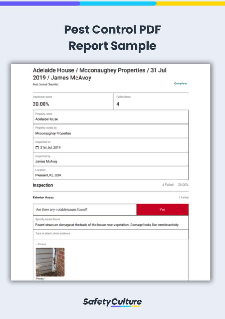 Pest Control PDF Sample Report