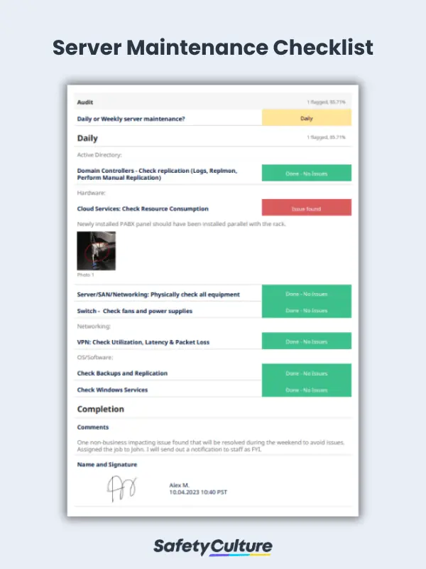 Server Maintenance Checklist