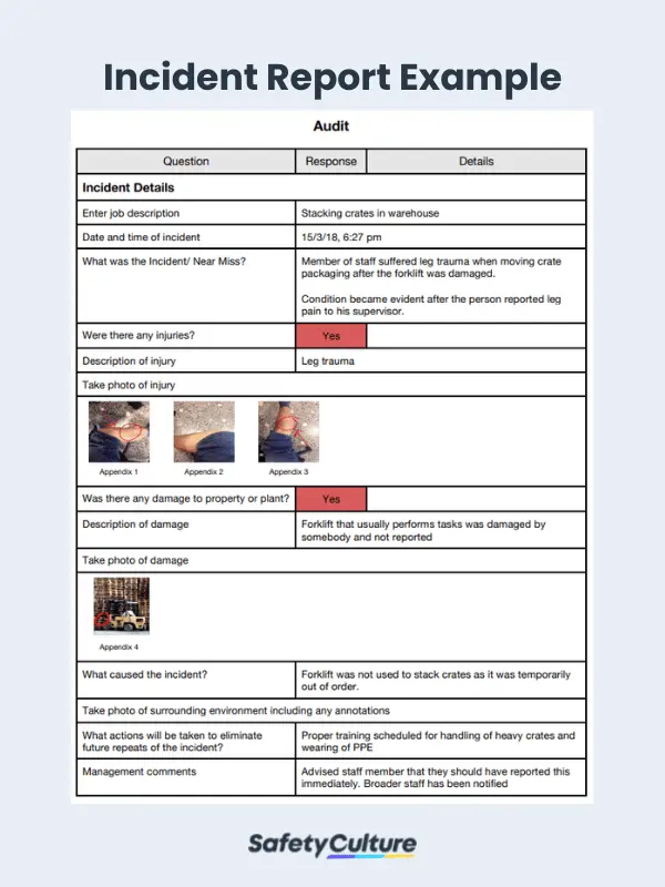 Ejemplo de informe de incidentes PDF