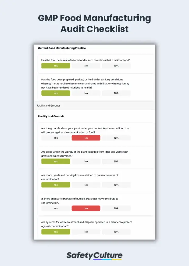 checklist template gmp food manufacturing audit