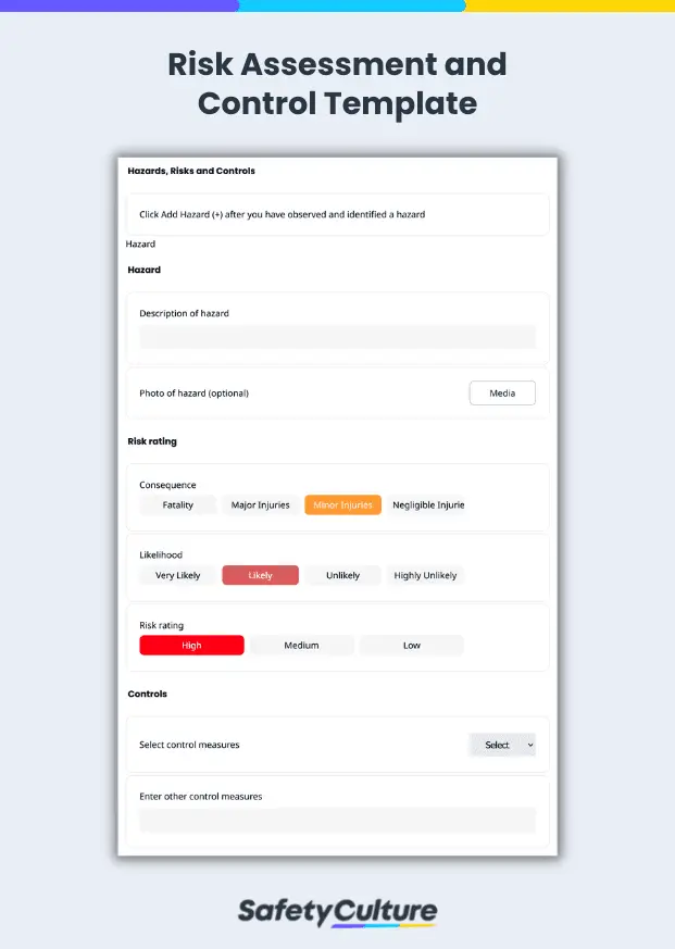 checklist template risk assessment and control