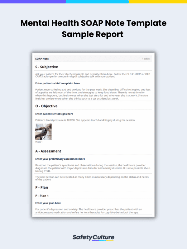 Mental Health SOAP Note Template Sample Report | SafetyCulture