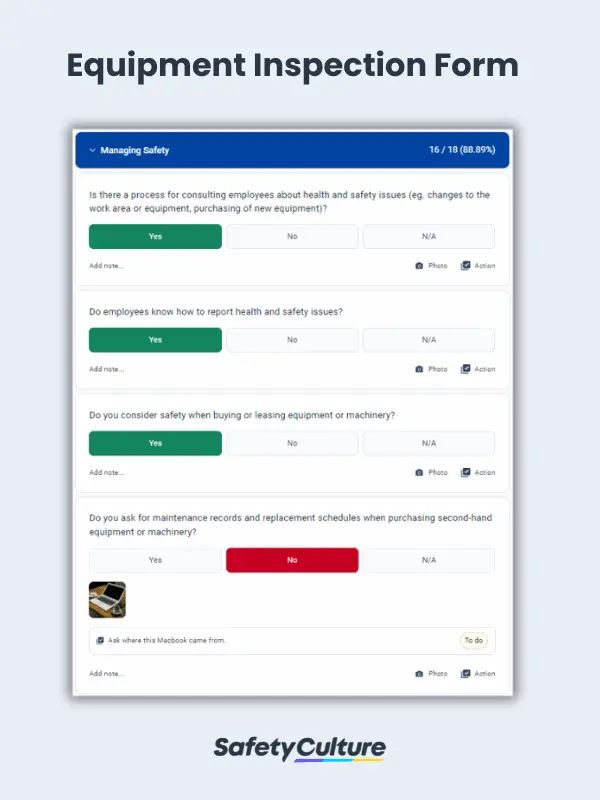 Equipment Inspection Form | SafetyCulture