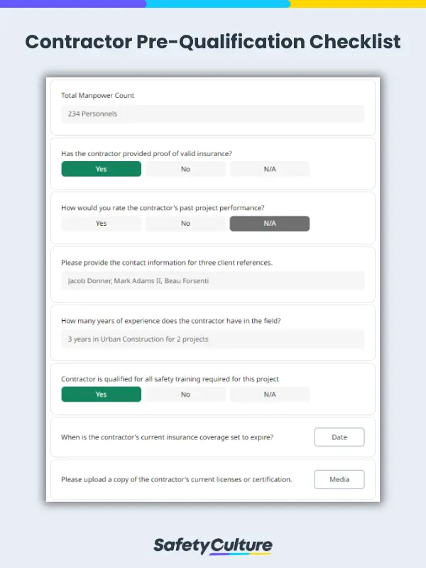 Contractor Pre-Qualification Checklist