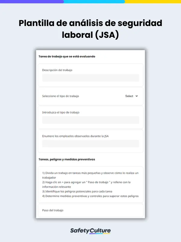 Plantilla de análisis de seguridad laboral (JSA)