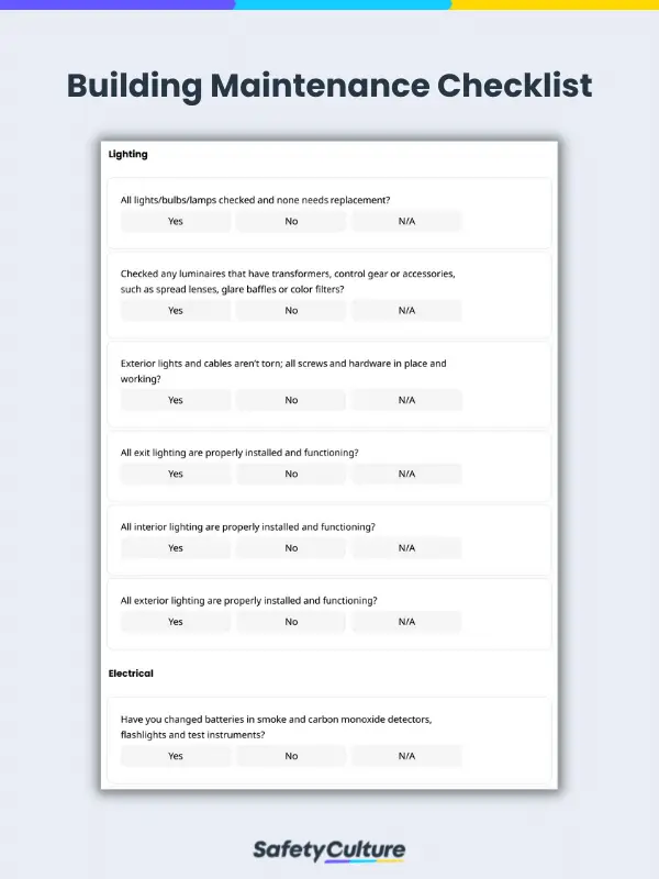 Building Maintenance Checklist Template