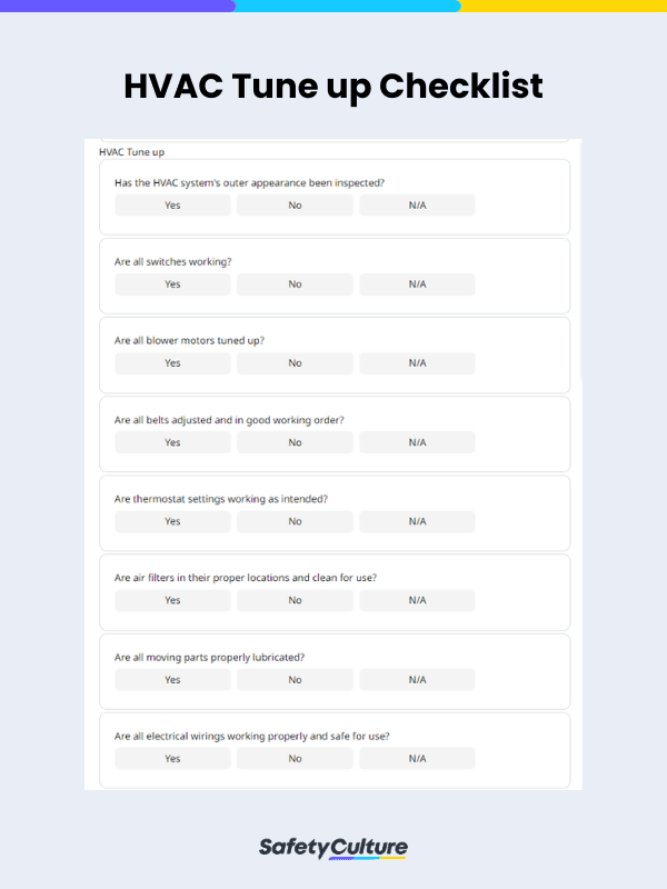 HVAC Tune up Checklist