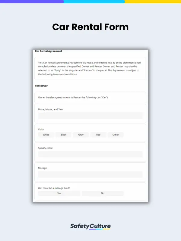car rental form