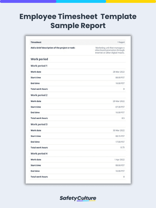 Employee Timesheet Template Sample Report