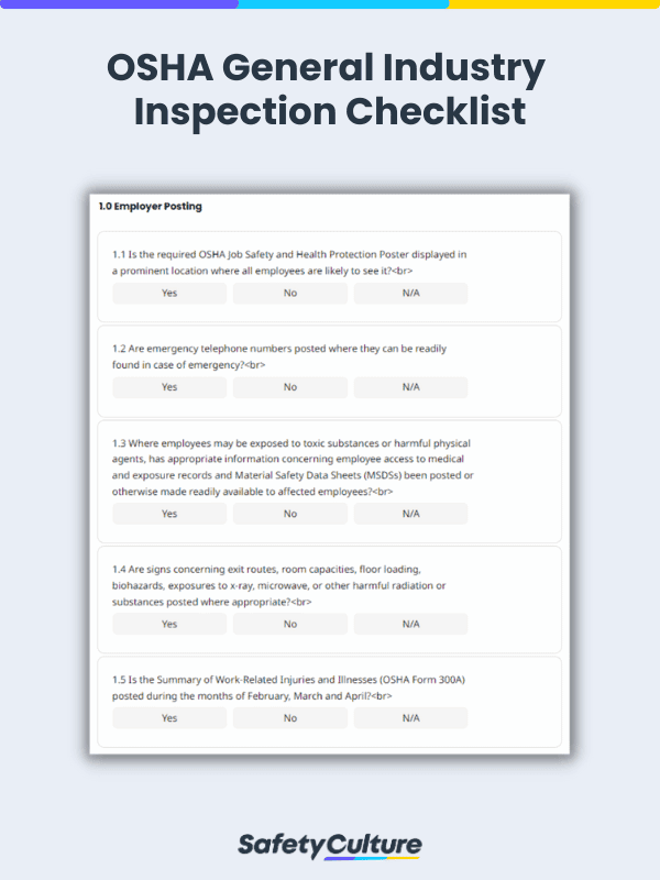 OSHA General Industry Inspection Checklist