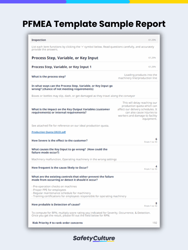 PFMEA Template Sample Report