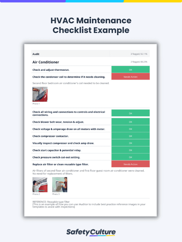 HVAC Maintenance Checklist Sample Report