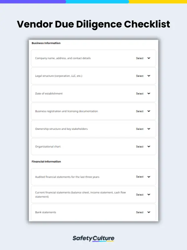 Vendor Due Diligence Checklist
