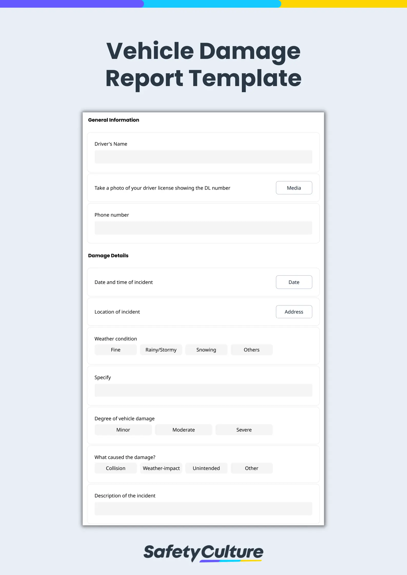 vehicle damage report template