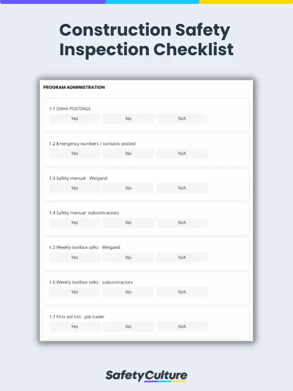 Construction Safety Inspection Checklist