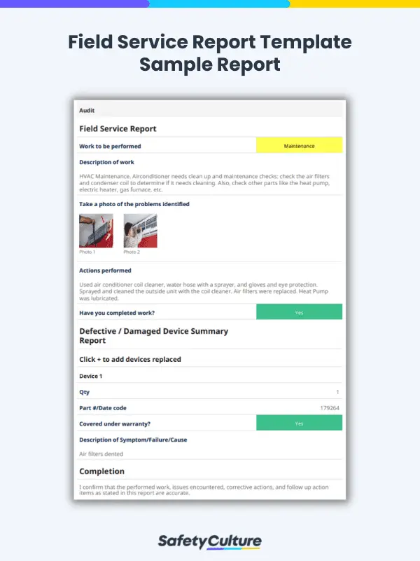 Field Service Report Template Sample Report