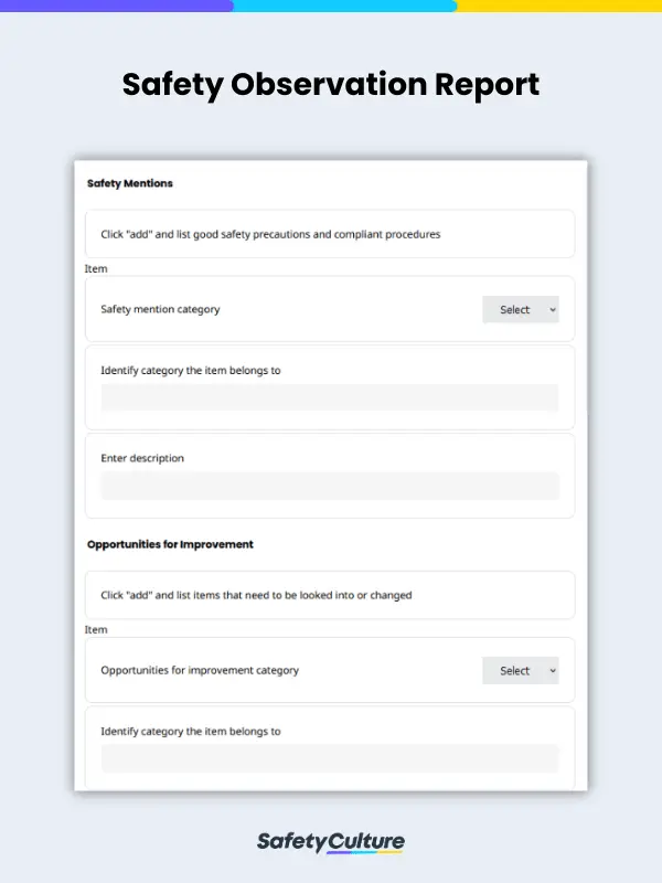 Safety Observation Report Checklist