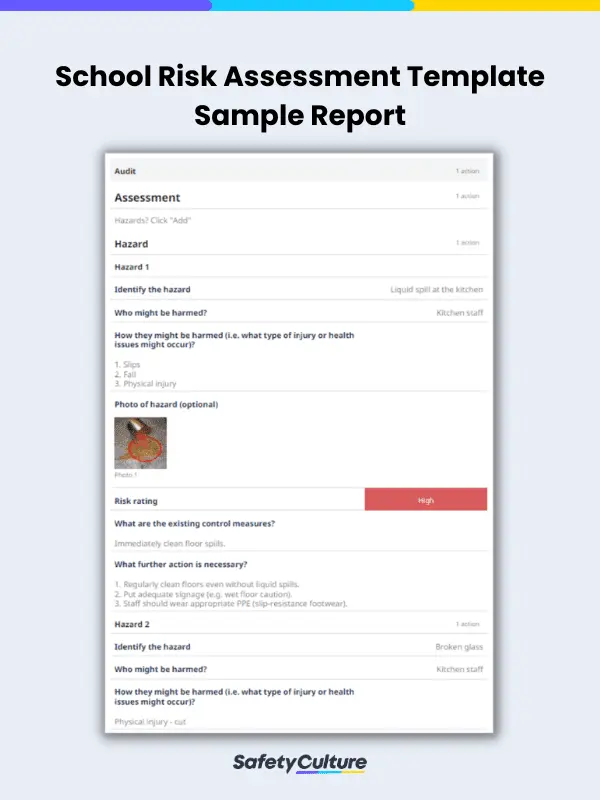 School Risk Assessment Template Sample Report