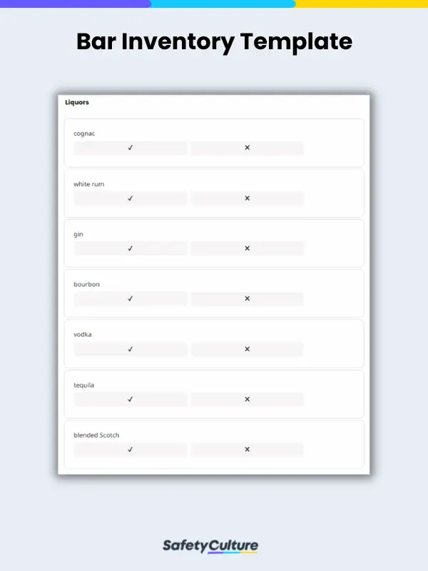 Bar Inventory Template