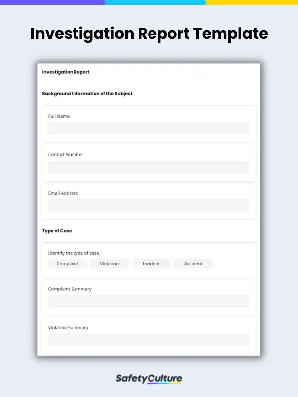 Investigation Report Template