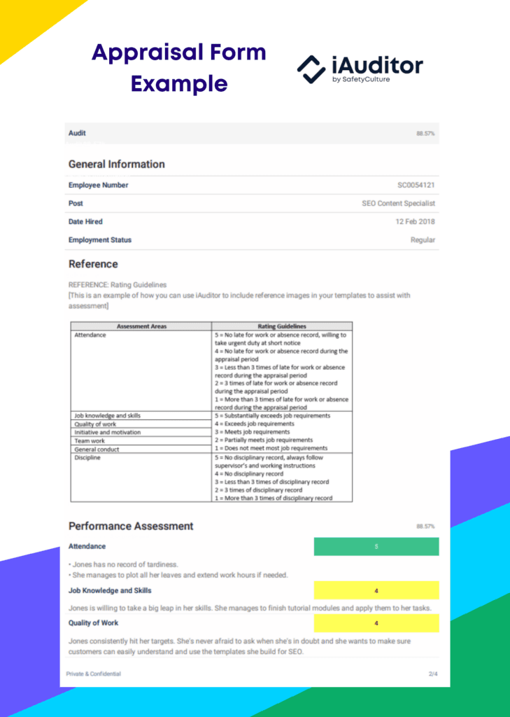 Muster für ein Mitarbeiter-Beurteilungsformular als PDF