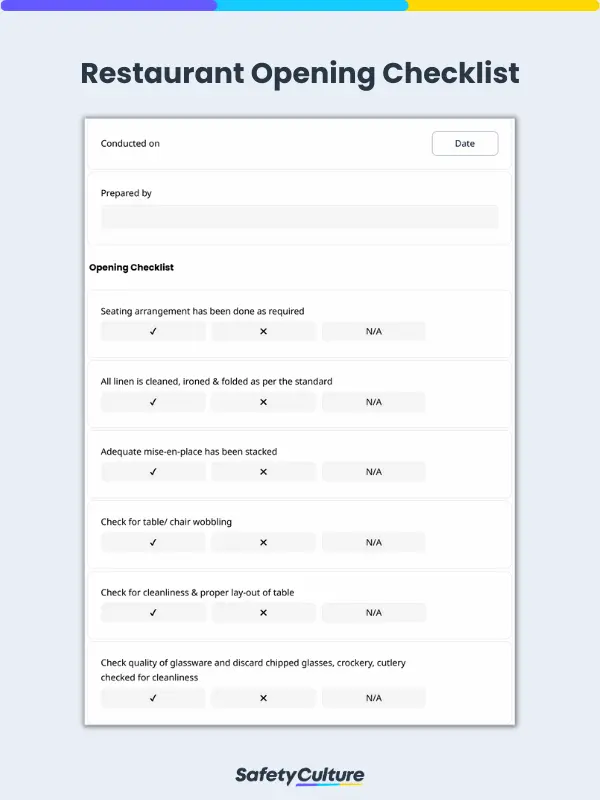 Restaurant Opening Checklist