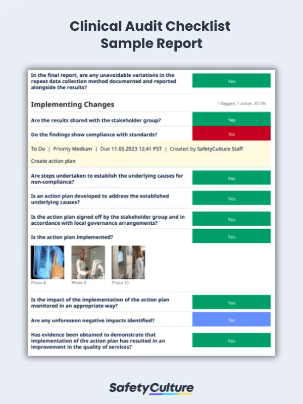 Clinical Audit Checklist Sample Report