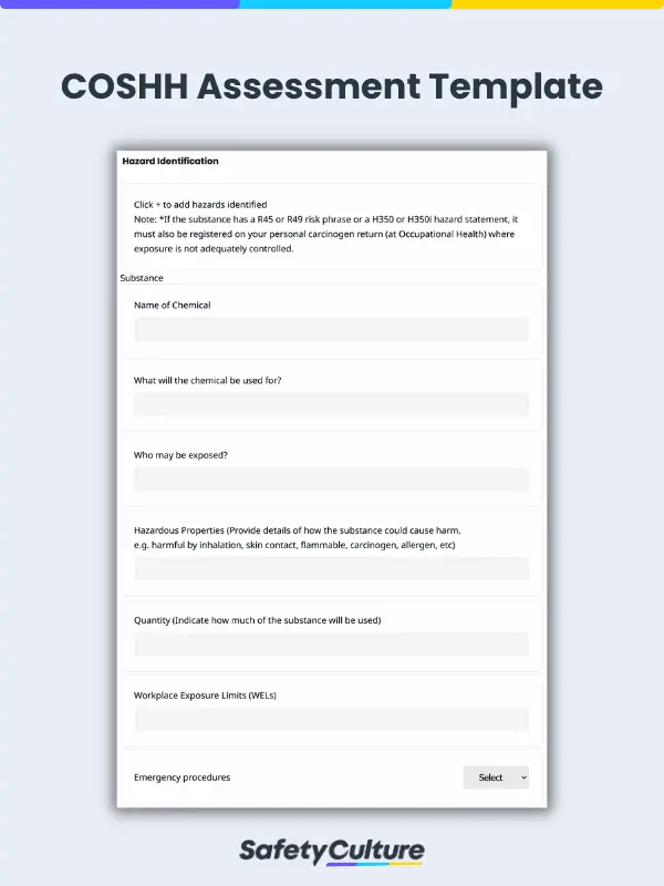 COSHH Assessment Template