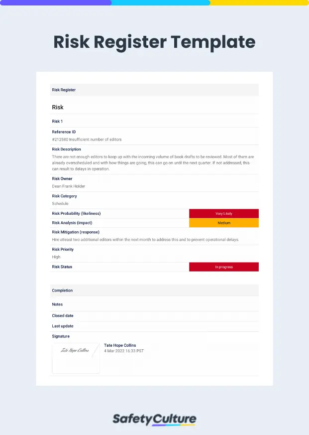 Risk Register Template