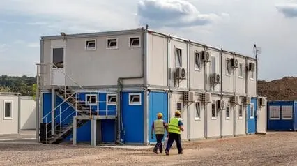 prefabrication construction workers working on-site