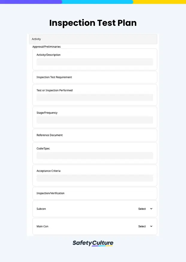 inspection test plan