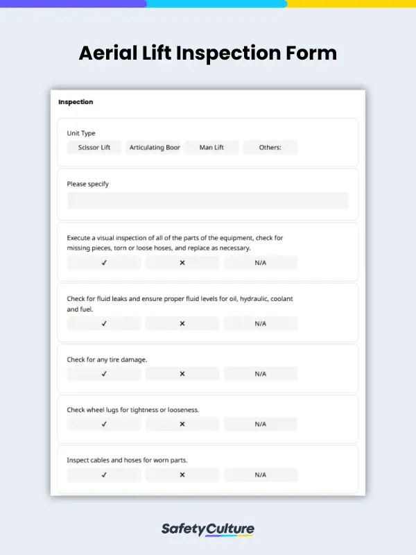 aerial lift inspection form