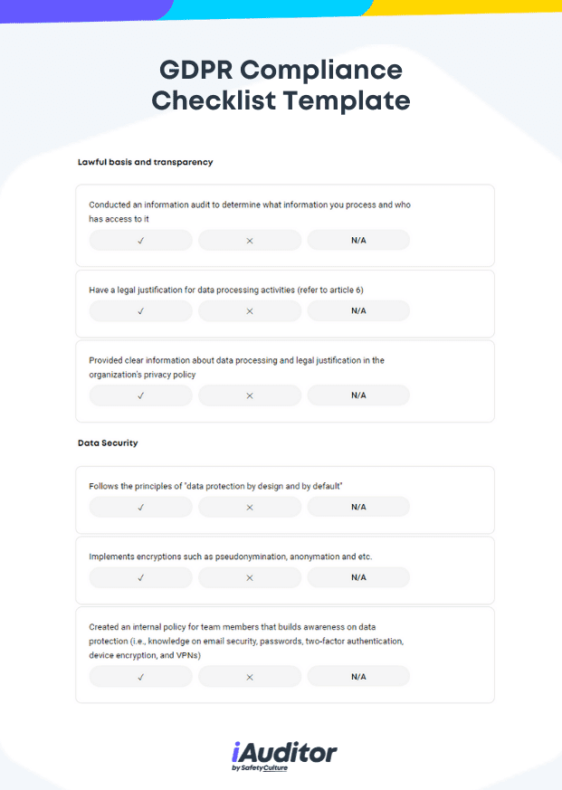 Modèle de liste de contrôle pour la conformité au RGPD