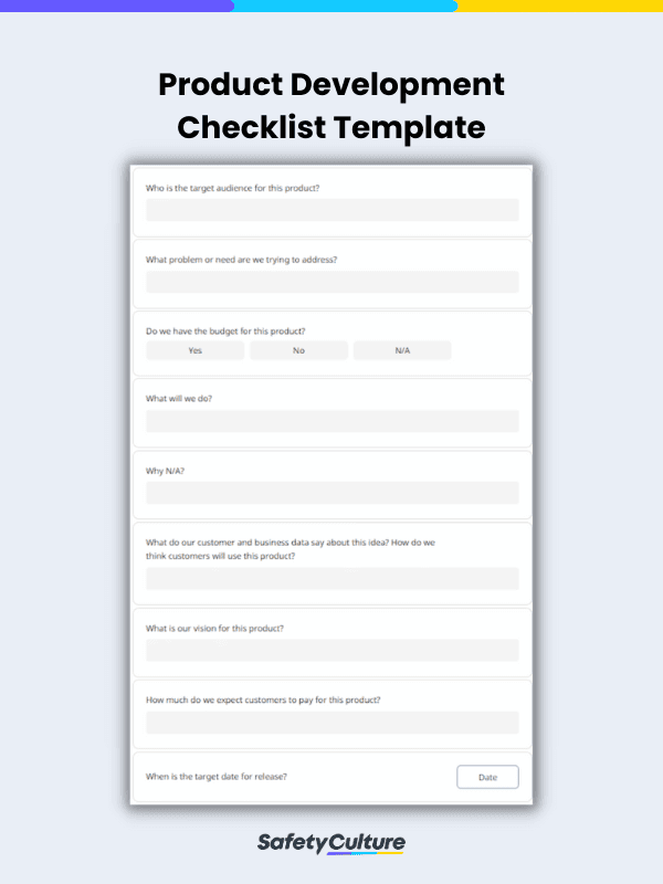 Product Development Checklist Template