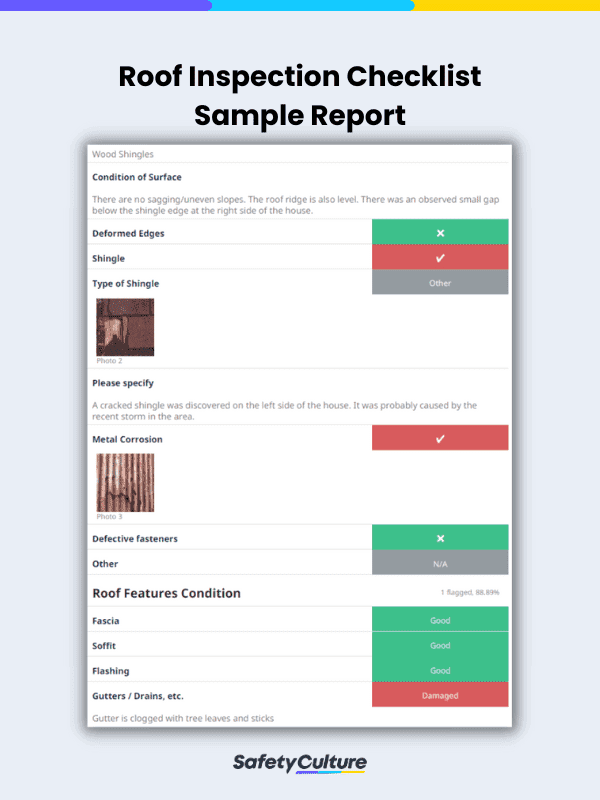 Roof Inspection Checklist Sample Report