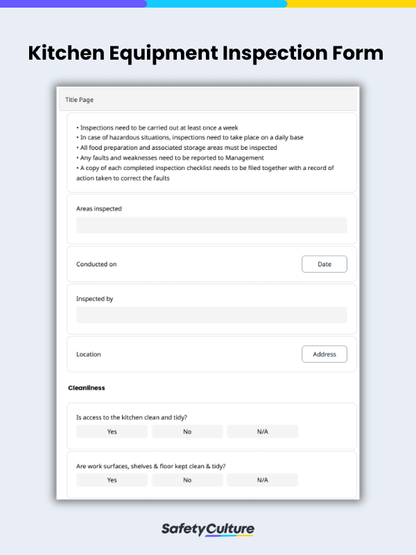 Kitchen Equipment Form