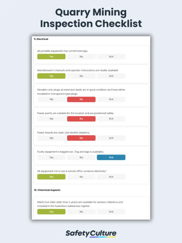 Quarry Mining Inspection Checklist
