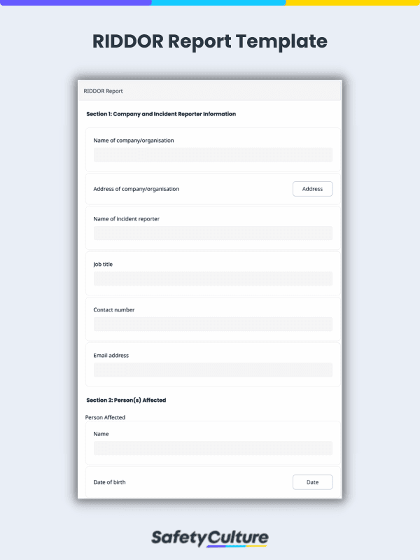 RIDDOR Report Template
