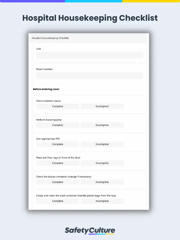 hospital housekeeping checklist