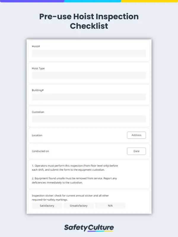 pre-use hoist inspection checklist